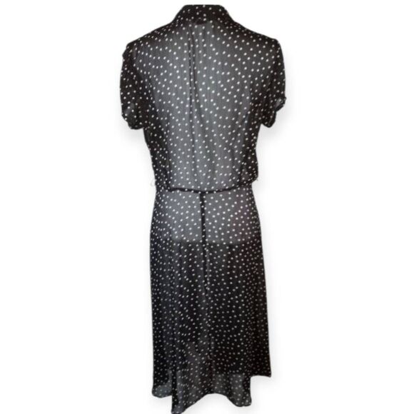 MSK BLACK & WHITE POLKA-DOT SHEER DRESS SZ.12 EUC. - Picture 2 of 4
